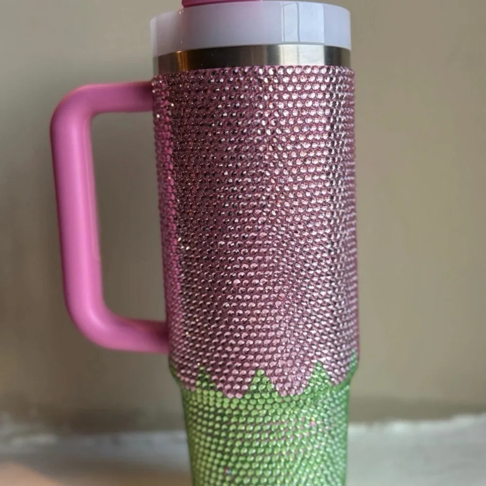 Stanley Pink and Green Rhinestone Mug - Picture 2 of 3